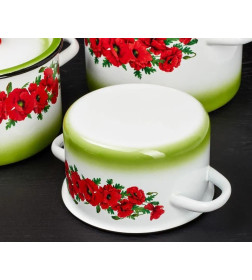 Набор кастрюль СтальЭмаль (3пр.) "Восточный мак" 1с144/5 №144 белоснежный