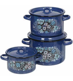 Набор кастрюль СтальЭмаль (3пр.) "Голубика" 1с33 №33 син.