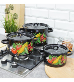 Набор кастрюль СтальЭмаль (3пр.) "Кукуруза" 1с33 №33 черный