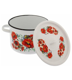 Набор кастрюль СтальЭмаль (3пр.) "Маки мечта" 1с33 №33 белоснежный