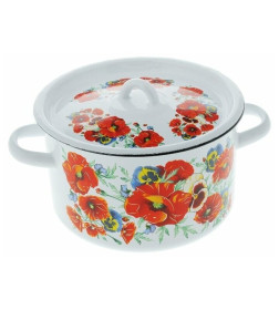 Набор кастрюль СтальЭмаль (3пр.) "Маки мечта" 1с33 №33 белоснежный