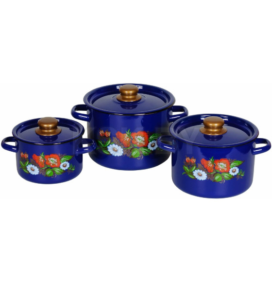 Набор кастрюль СтальЭмаль (3пр.) "Русское поле" 1с144  №144 син. (70975) 