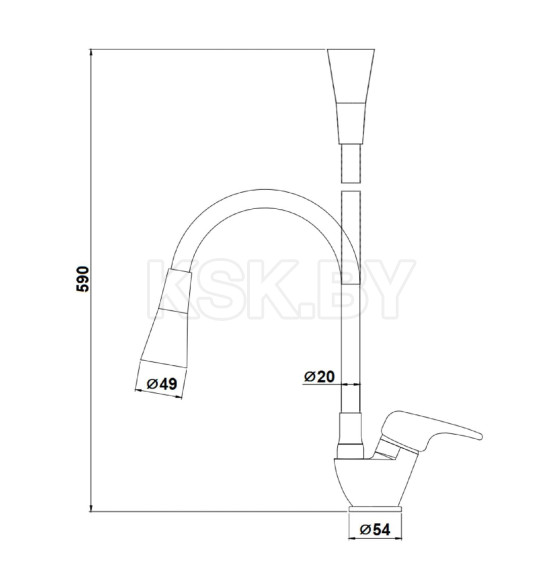 Смеситель для кухни Gross Aqua Optima, 3505511C-G016 (4548511-20S) 