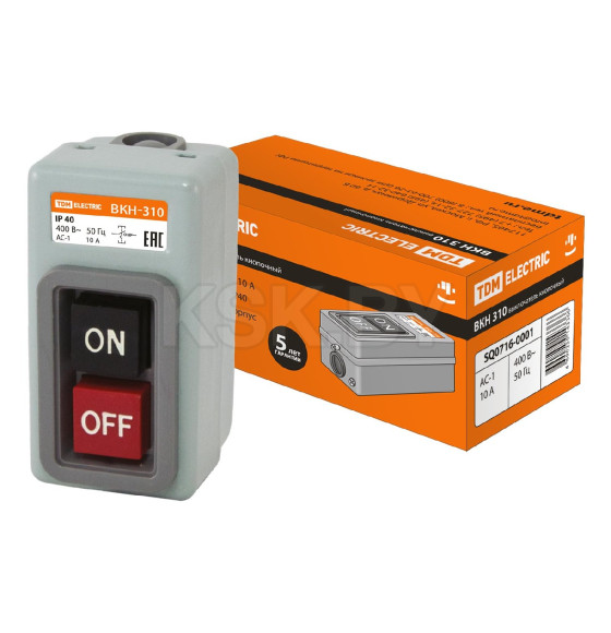 Выключатель кнопочный с блокировкой ВКН-310 3Р 10А 230/400В TDM (SQ0716-0001) 