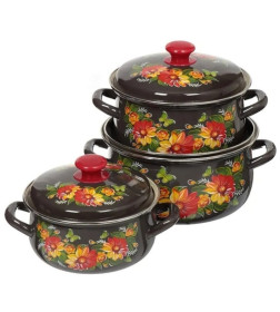 Набор посуды КМЗ (3пр.) "Дуновение-1" (2л, 3л, 4л) корич.