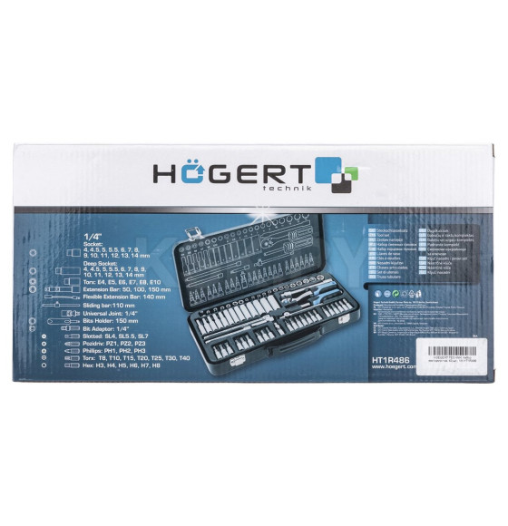 Набор инструментов 1/4" (63 шт.) HOEGERT HT1R486 (HT1R486) 