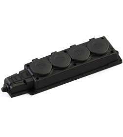 Колодка 4х розетка 2К+З каучуковая 16А/250В IP44 чёрная SE MultiSet