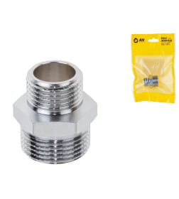 Ниппель переходной  3/4"х1/2" нар.-нар., хром, AV Engineering 