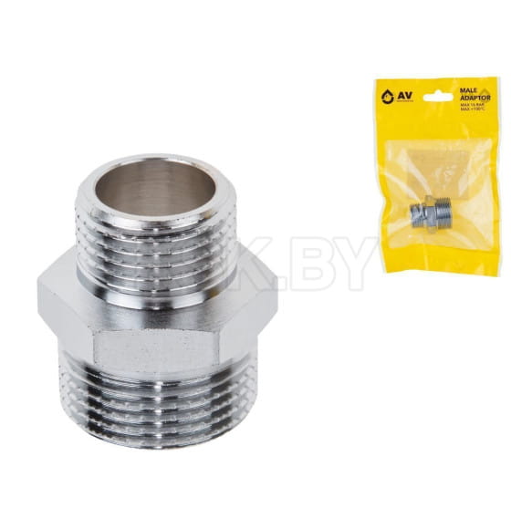 Ниппель переходной  3/4"х1/2" нар.-нар., хром, AV Engineering  (AVE303022) 