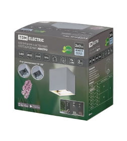Светильник настенный LED, Кватро, 2х3 Вт, 4000 К, Н100 мм, алюминий/серый, вверх/вниз, IP65 TDM SQ0345-1086