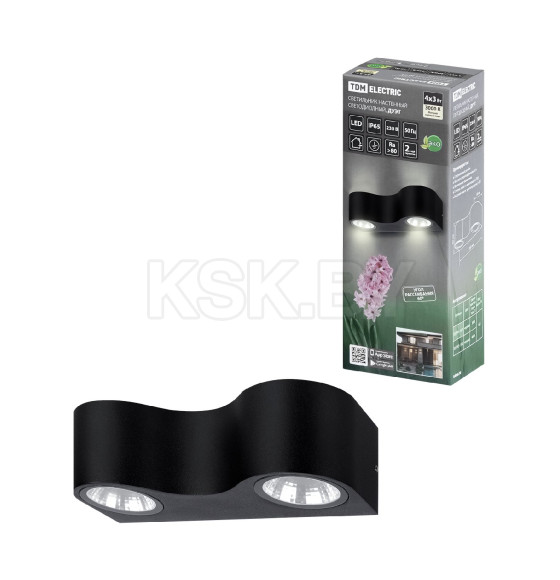 Светильник настенный LED, Дуэт, 4х3 Вт, 3000 К, L200 мм, алюминий/черный, вверх/вниз, IP65 TDM SQ0345-1025 (SQ0345-1025) 