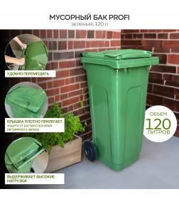 Контейнер для мусора 120л PROFI (зеленый)
