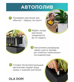 Кашпо RATTAN 28 л (с автополивом) OLA DOM (белый)