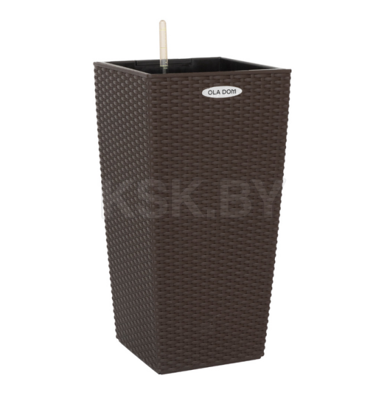 Кашпо RATTAN 31 л (с автополивом) OLA DOM (коричневый) (ЭП 258401) 