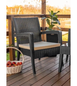 Кресло-диван RATTAN Ola Dom (антрацит) 760х720х890мм