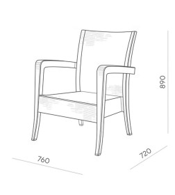 Кресло-диван RATTAN Ola Dom (серый) 760х720х890мм
