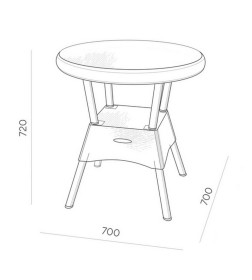 Стол круглый RATTAN Ola Dom (серый) 700х700х720мм