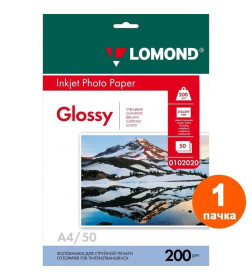 Фотобумага односторонняя глянцевая А4 200 г/м2 (50 листов) Lomond 0102020