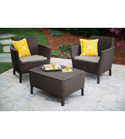Набор уличной мебели (два кресла, столик)Salemo Balcony set,  коричневый