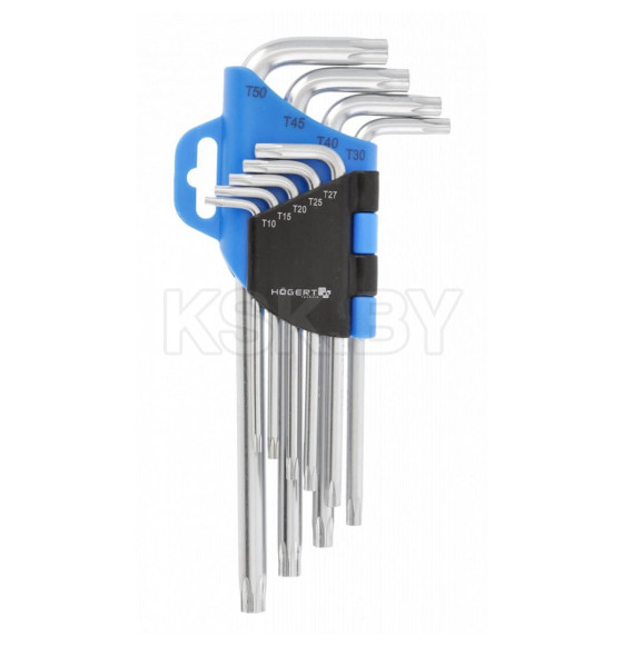 Набор ключей TORX Г-образных длинных CrV (9 шт.) HOEGERT HT1W809 (HT1W809) 