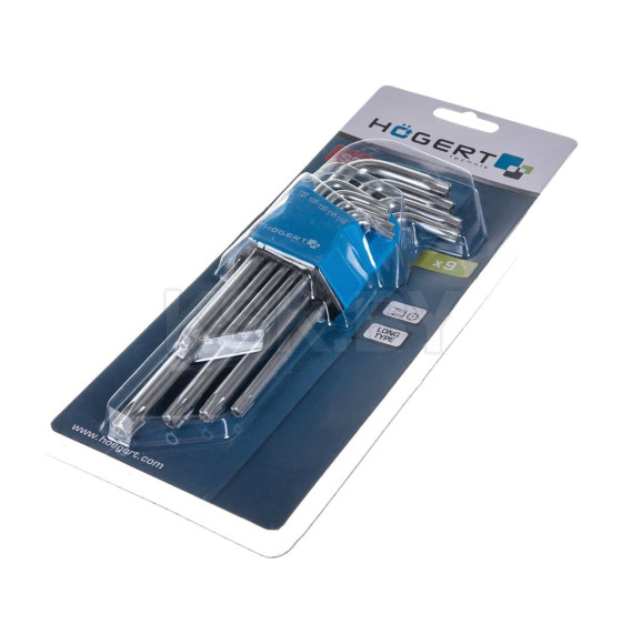 Набор ключей TORX Г-образных длинных S2 (9 шт.) HOEGERT HT1W830 (HT1W830) 