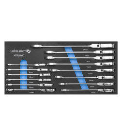 Набор ключей комбинированных с трещоткой и шарниром (14 шт.) HOEGERT HT7G147