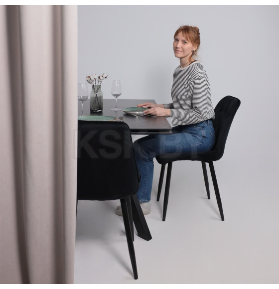 Стол МОНАКО NEW,керамика 0 кат. 1600(2240)*900, Камень черный Greys Black/Черный матовый (121522) 