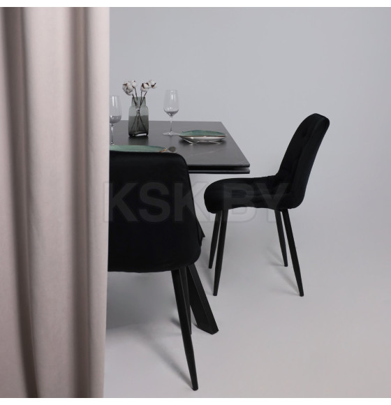 Стол МОНАКО NEW,керамика 0 кат. 1600(2240)*900, Камень черный Greys Black/Черный матовый (121522) 