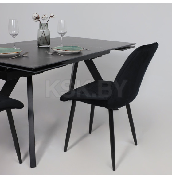 Стол МОНАКО NEW,керамика 0 кат. 1600(2240)*900, Камень черный Greys Black/Черный матовый (121522) 