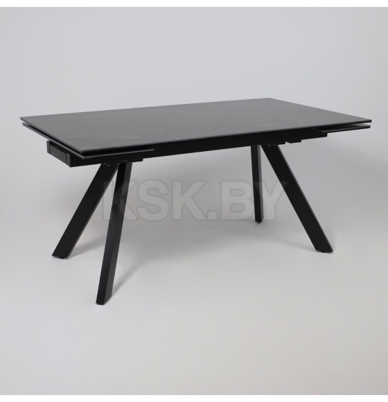 Стол МОНАКО NEW,керамика 0 кат. 1600(2240)*900, Камень черный Greys Black/Черный матовый (121522) 
