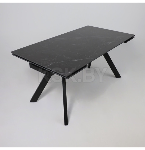 Стол МОНАКО NEW,керамика 0 кат. 1600(2240)*900, Камень черный Greys Black/Черный матовый (121522) 