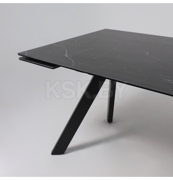 Стол МОНАКО NEW,керамика 0 кат. 1600(2240)*900, Камень черный Greys Black/Черный матовый (121522) 