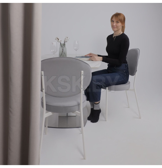Стол НОТР ДАМ MODERNE, керамика 0 кат. 1400(1800)*850, Камень светло-серый Greys Snow/Белый Муар (117195) 