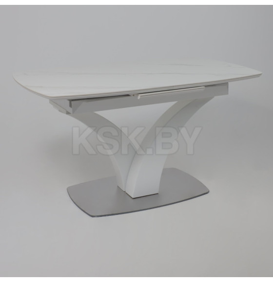 Стол НОТР ДАМ MODERNE, керамика 0 кат. 1400(1800)*850, Камень светло-серый Greys Snow/Белый Муар (117195) 