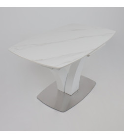 Стол НОТР ДАМ MODERNE, керамика 0 кат. 1400(1800)*850, Камень светло-серый Greys Snow/Белый Муар