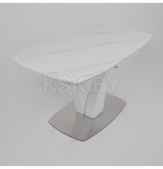Стол НОТР ДАМ MODERNE, керамика 0 кат. 1400(1800)*850, Камень светло-серый Greys Snow/Белый Муар (117195) 