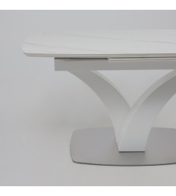 Стол НОТР ДАМ MODERNE, керамика 0 кат. 1400(1800)*850, Камень светло-серый Greys Snow/Белый Муар