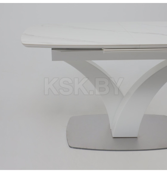 Стол НОТР ДАМ MODERNE, керамика 0 кат. 1400(1800)*850, Камень светло-серый Greys Snow/Белый Муар (117195) 