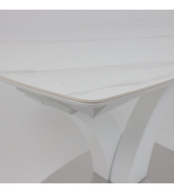 Стол НОТР ДАМ MODERNE, керамика 0 кат. 1400(1800)*850, Камень светло-серый Greys Snow/Белый Муар