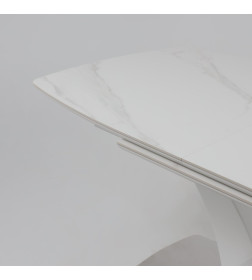 Стол НОТР ДАМ MODERNE, керамика 0 кат. 1400(1800)*850, Камень светло-серый Greys Snow/Белый Муар