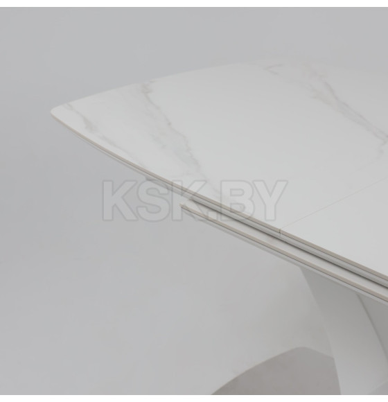 Стол НОТР ДАМ MODERNE, керамика 0 кат. 1400(1800)*850, Камень светло-серый Greys Snow/Белый Муар (117195) 