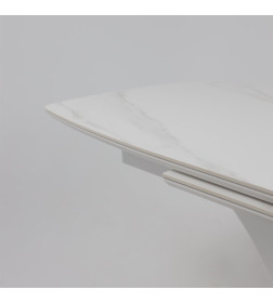 Стол НОТР ДАМ MODERNE, керамика 0 кат. 1400(1800)*850, Камень светло-серый Greys Snow/Белый Муар