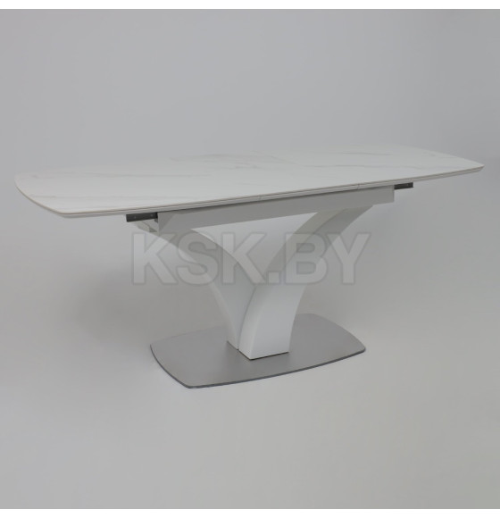Стол НОТР ДАМ MODERNE, керамика 0 кат. 1400(1800)*850, Камень светло-серый Greys Snow/Белый Муар (117195) 