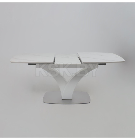 Стол НОТР ДАМ MODERNE, керамика 0 кат. 1400(1800)*850, Камень светло-серый Greys Snow/Белый Муар (117195) 