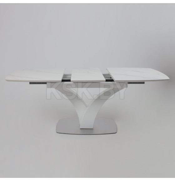 Стол НОТР ДАМ MODERNE, керамика 0 кат. 1400(1800)*850, Камень светло-серый Greys Snow/Белый Муар (117195) 