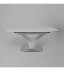 Стол НОТР ДАМ MODERNE, керамика 0 кат. 1400(1800)*850, Камень светло-серый Greys Snow/Белый Муар
