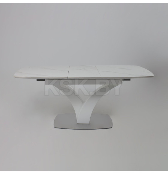 Стол НОТР ДАМ MODERNE, керамика 0 кат. 1400(1800)*850, Камень светло-серый Greys Snow/Белый Муар (117195) 
