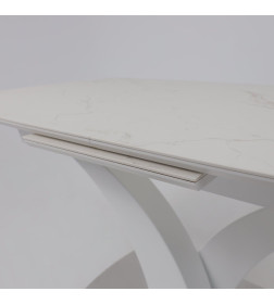 Стол НОТР ДАМ MODERNE, керамика 2 кат. 1400(1800)*850, Камень белый Calacata vagli/Белый Муар