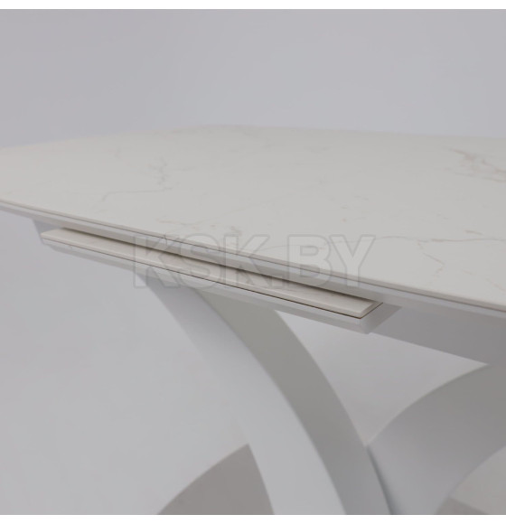 Стол НОТР ДАМ MODERNE, керамика 2 кат. 1400(1800)*850, Камень белый Calacata vagli/Белый Муар (117056) 