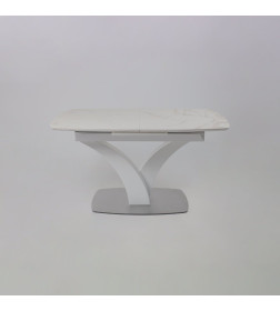 Стол НОТР ДАМ MODERNE, керамика 2 кат. 1400(1800)*850, Камень белый Calacata vagli/Белый Муар